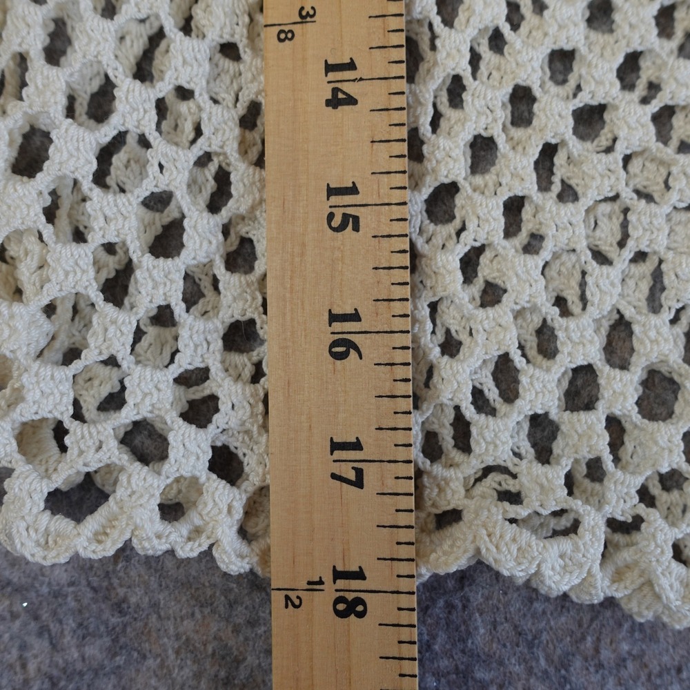 Vintage 70s Handmade Skirt Women L Ivory Crochet Sheer Mini Boho Hippie Festival - Picture 6 of 8